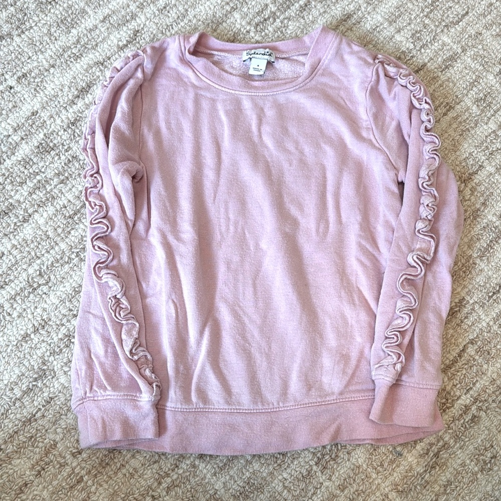 Splendid Kids Ruffle Sleeve Sweatshirt - pink - size 4